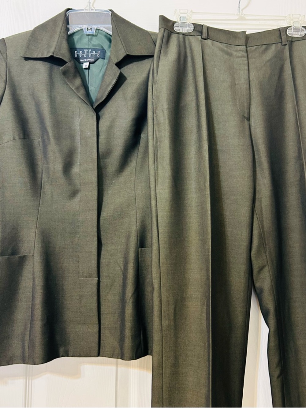 From The Design Studio  Olive-Tone Women's Two-Piece Pants Suit